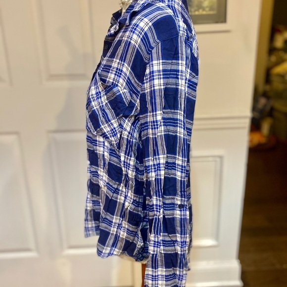 Como Vintage Blue and White Plaid Button Up Shirt - Picture 2 of 5
